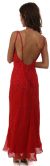 Cowl Neck Double Straps Long Beaded Formal Dress back